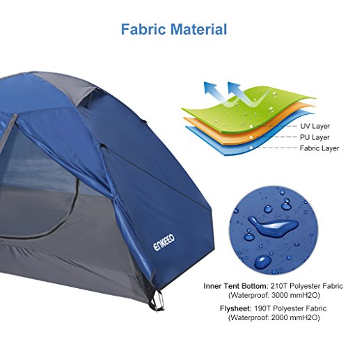 ENKEEO Camping Tent with Mesh Inner Tent and Waterproof Outer Layer for 2 Persons