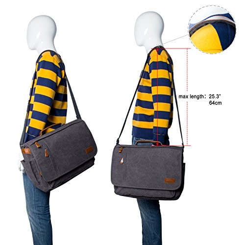 Estarer 17 3 Inch Laptop Messenger Bag Padded Computer For Mens Water Resistant Canvas Shoulder Large Briefcase Work