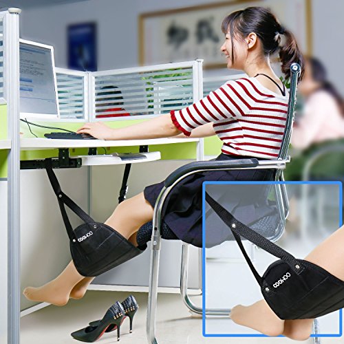 Bamomby Folding Travel Footrest Relaxation and Comfortable Flight Carry-on Foot Rest Adjustable Office Foot Rest Prevent Swelling and Soreness Foot Hammock Black Portable Foot Hammock Rest 